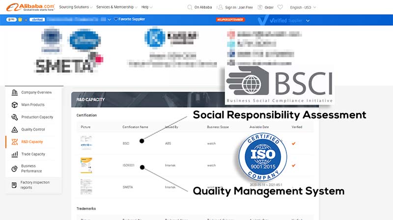 ISO+BSCI in supplier profile